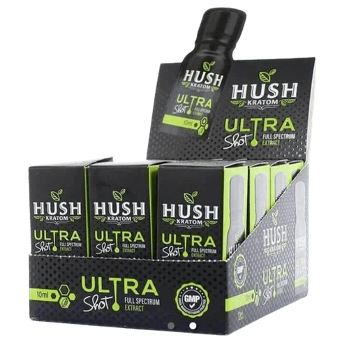 Hush 10ml 12 Count Bottle Mitragynine Kratom Ultra Mitra-Isolate Extract Shot