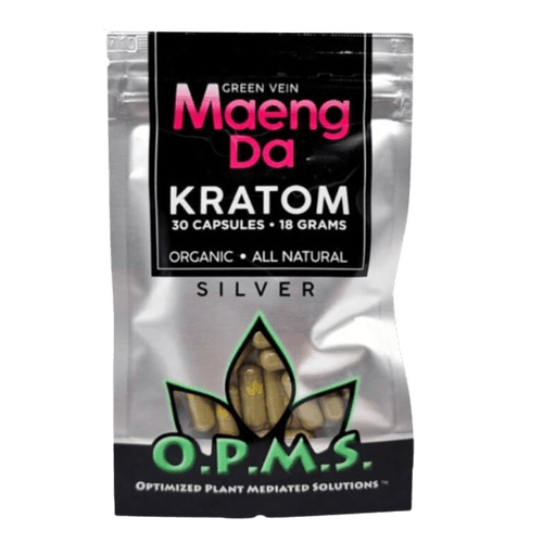 OPMS 30 Count 18g Bag Capsules Silver Mitragynine Kratom