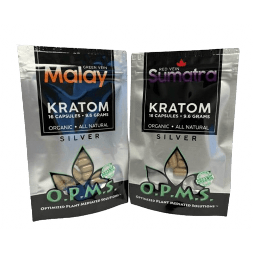 OPMS 16 Count 9.6g Bag Capsules Silver Mitragynine Kratom