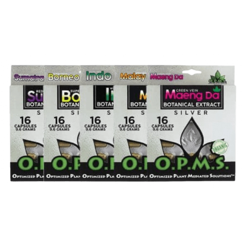 OPMS 16 Caps Blister 9.6g Pack Capsules Silver Mitragynine Kratom