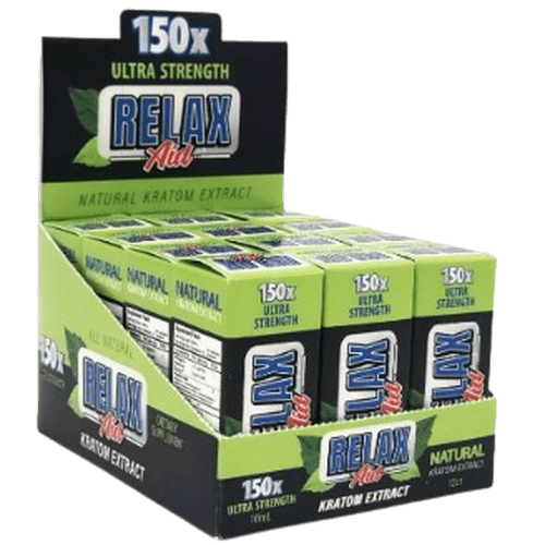 Relax Aid 10ml 12 Count Bottle Mitragynine Kratom 150x Ultra Strength Shots