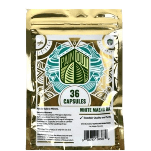 Pain Out 36 Count Bag Capsules Mitragynine Kratom